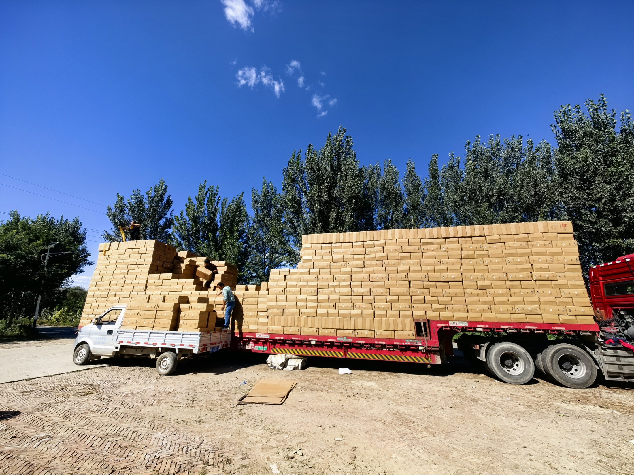Truck loaded with luggage cartons