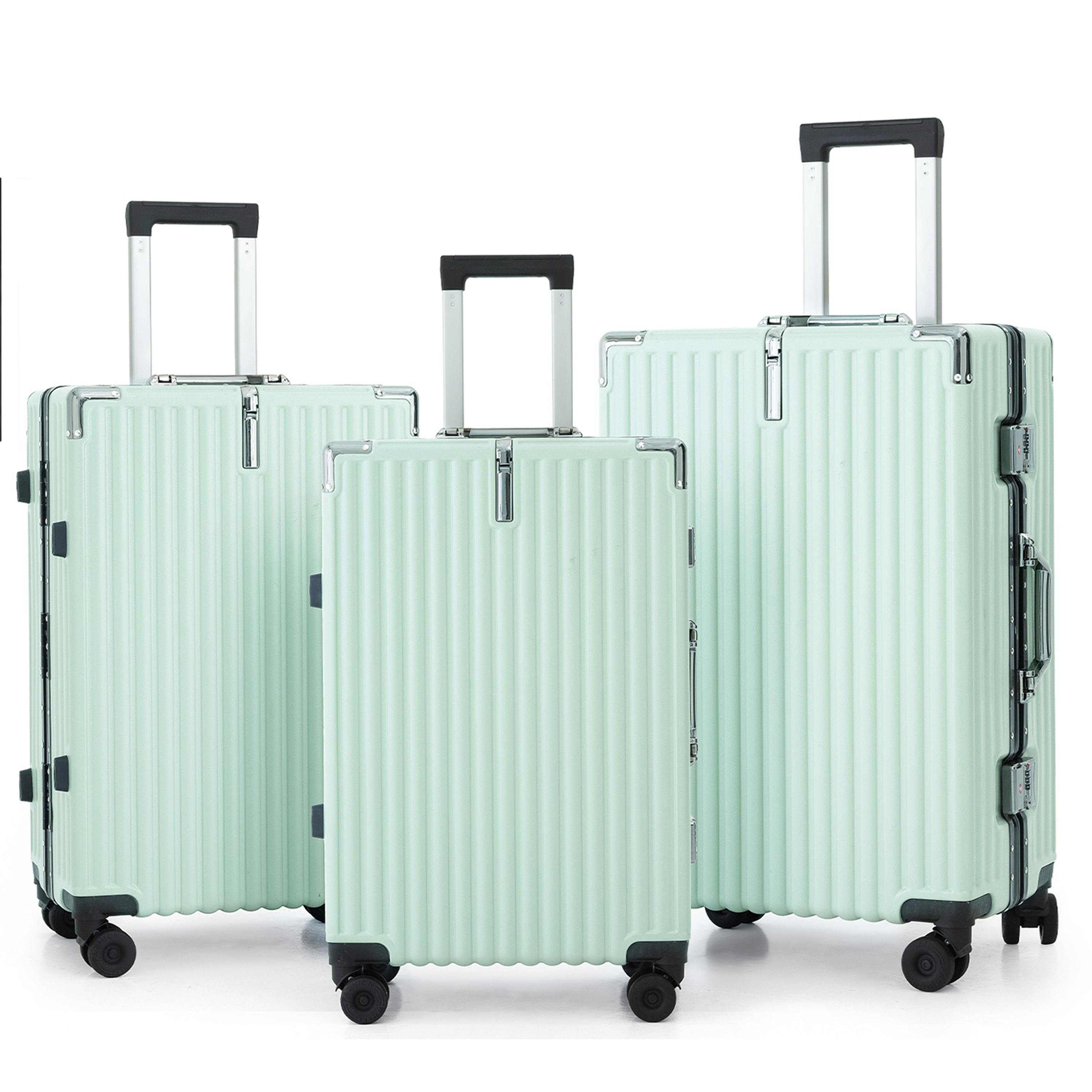 Color H07 Ribbed Aluminum Frame ABS+PC Luggage Set