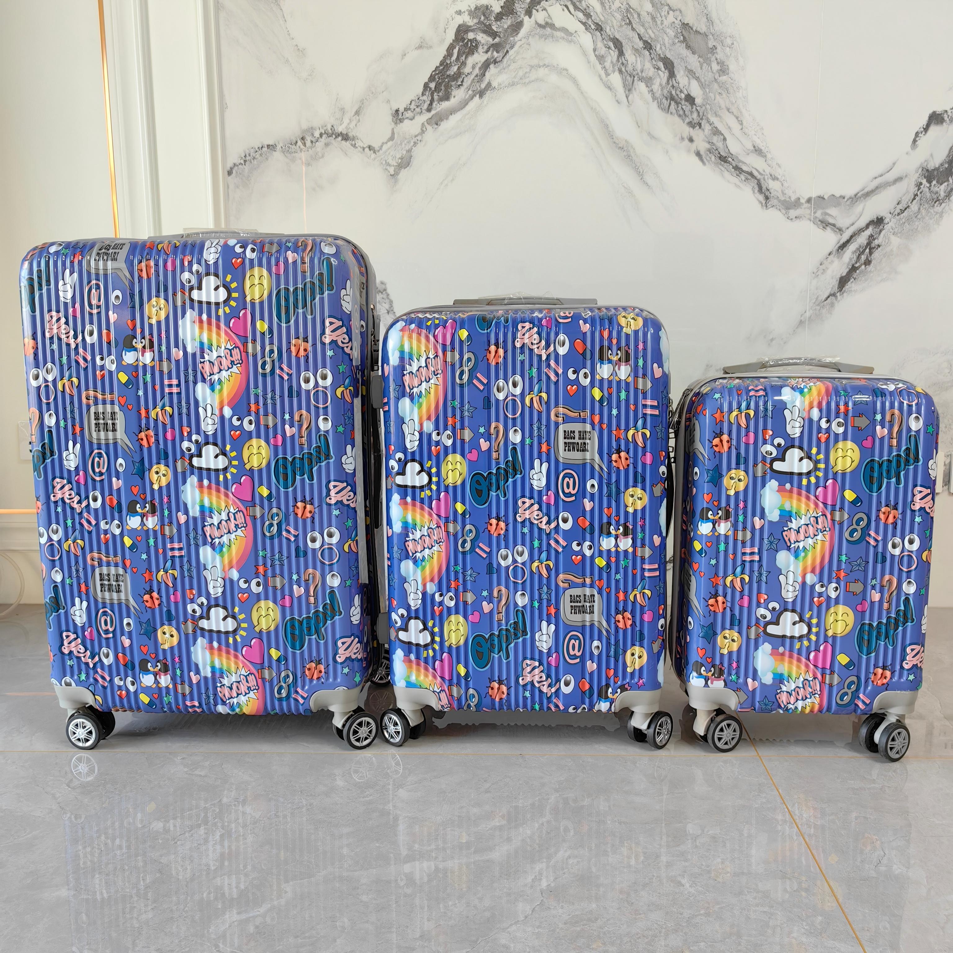 Color Tropical Leaf ABS+PC Printed Luggage Set detail 1