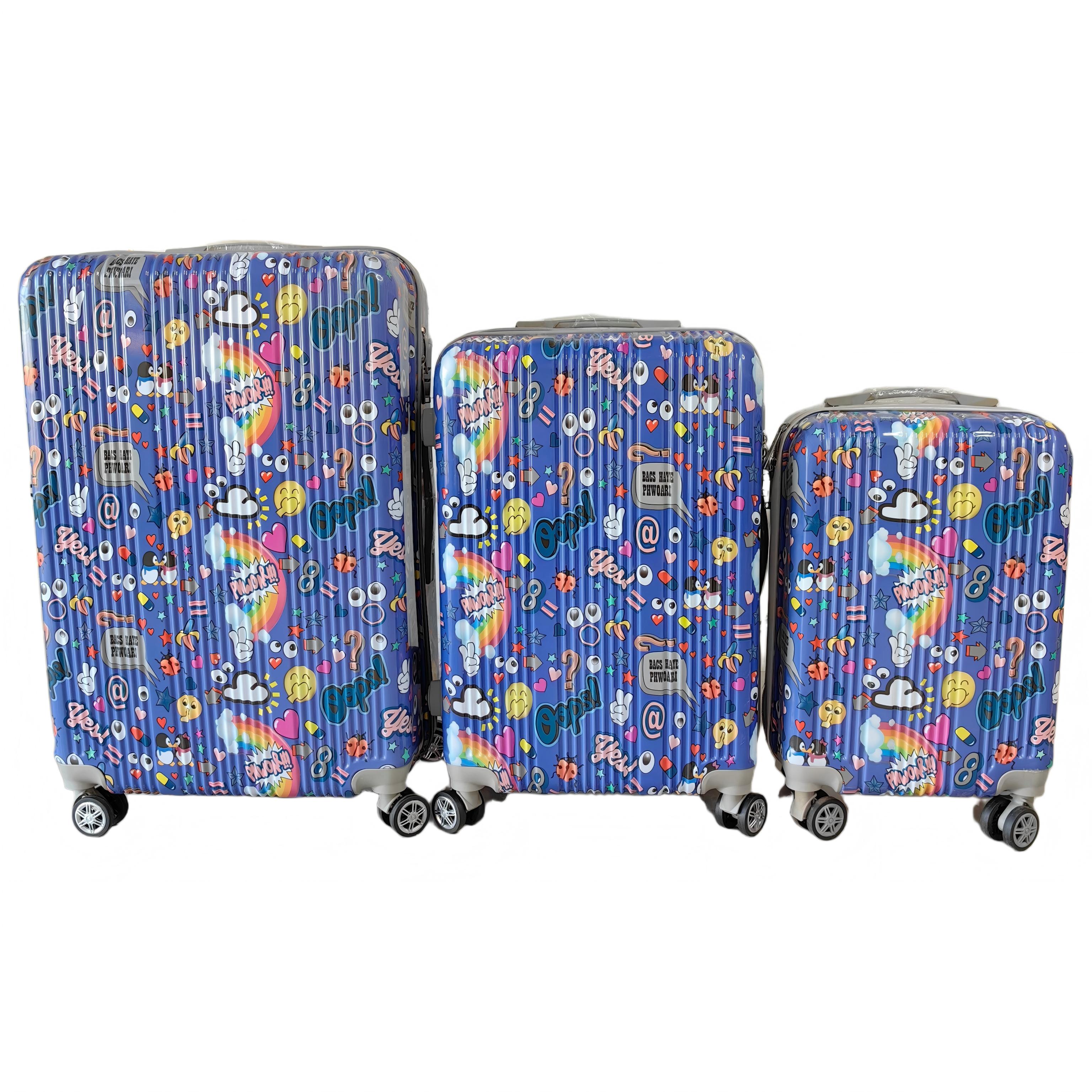 Color Tropical Leaf ABS+PC Printed Luggage Set detail 2